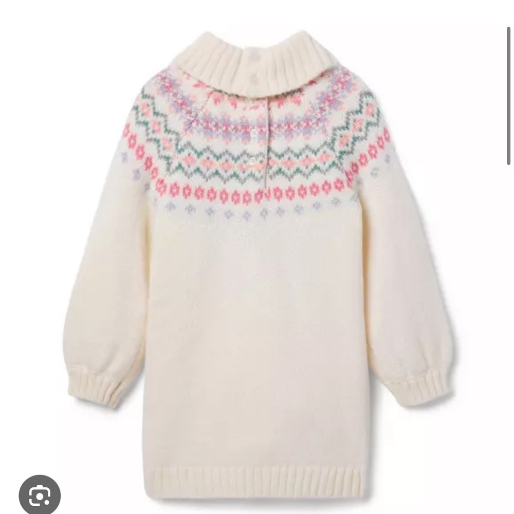 Janie and Jack the Fair Isle Sweater Dress Cream Yoke Knit Dress with Pink